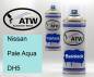 Preview: Nissan, Pale Aqua, DH5: 400ml Sprühdose + 400ml Klarlack - Set, von ATW Autoteile West.